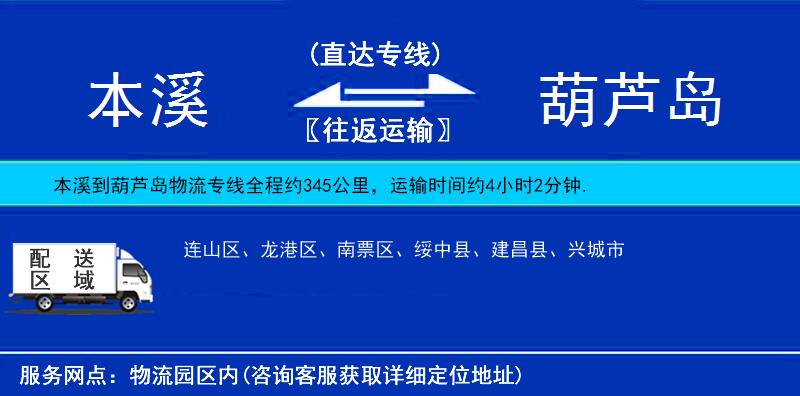 本溪到葫蘆島貨運專線
