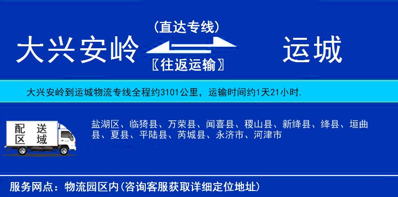 大興安嶺到運(yùn)城物流專線