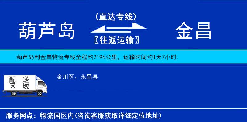 葫蘆島到金昌貨運(yùn)專線