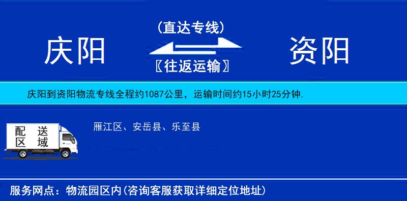 慶陽到資陽物流專線