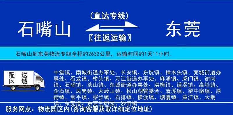 石嘴山到東莞物流專線
