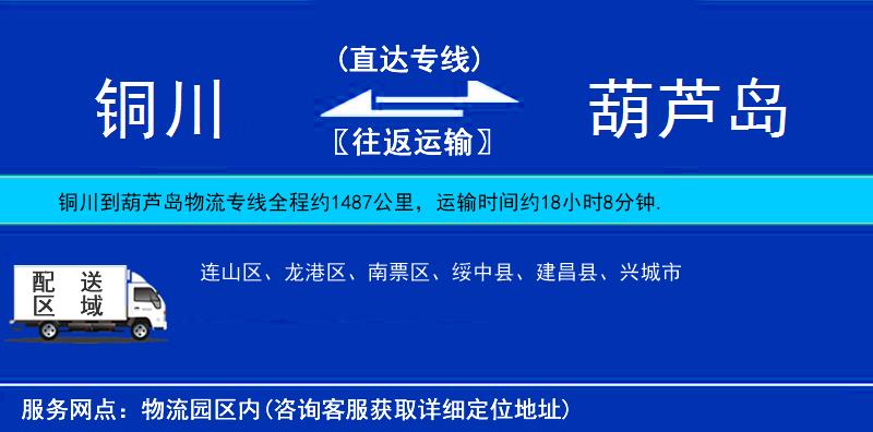 銅川到葫蘆島物流專線
