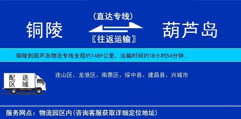 銅陵到葫蘆島物流專線