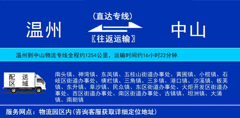 溫州到中山物流專線