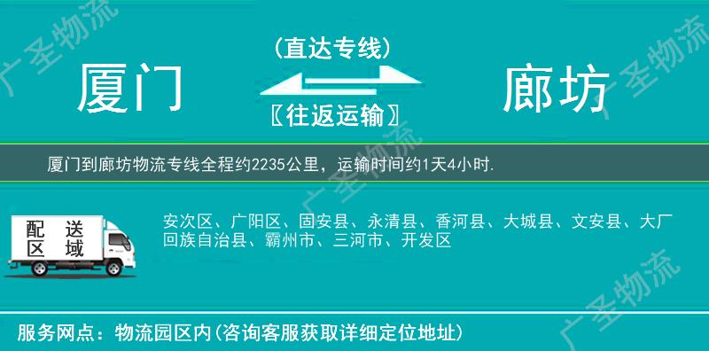 廈門到廊坊物流專線