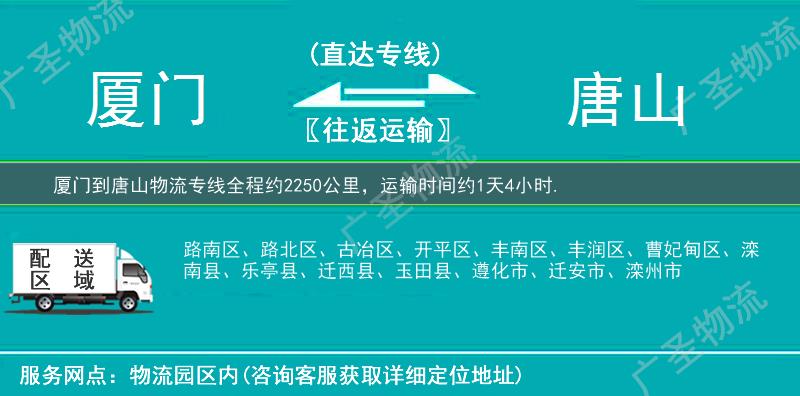 廈門到唐山物流專線