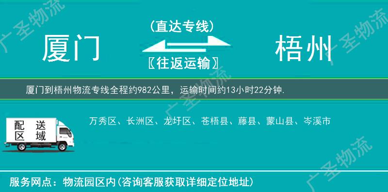 廈門到梧州物流專線